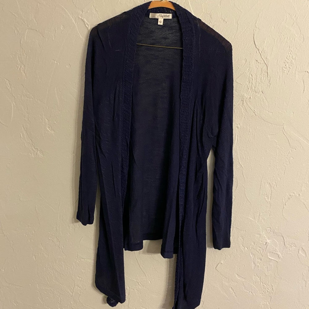 Cardigan. Ladies size large. Navy